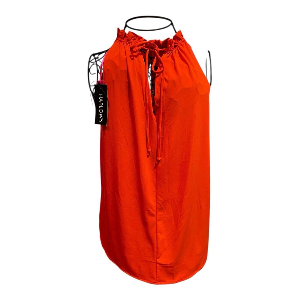 McBeth Top Women's Medium Sleeveless Round Neck Tie Blouse Career Orange